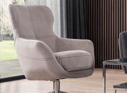 Swivel Armchair Relax Club Sofa Single Seat Couch Upholstery Furniture Beige